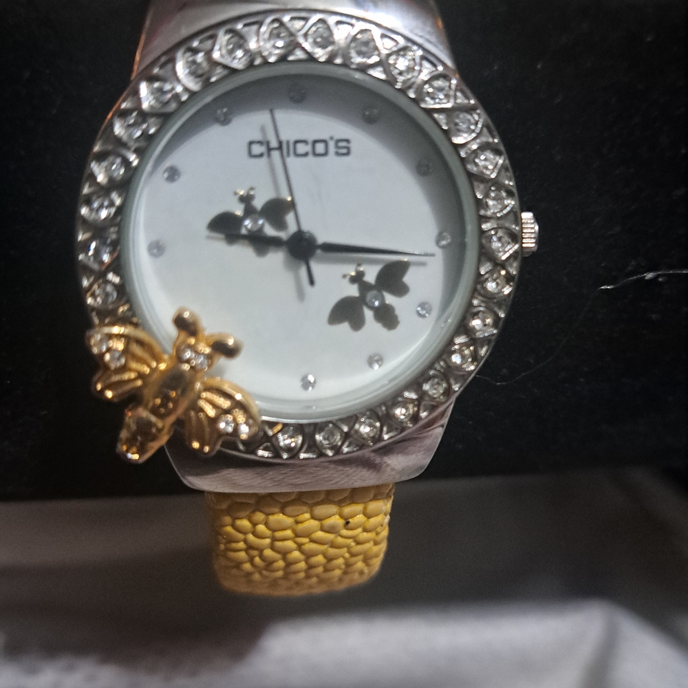 Chico's Silver and Gold Women's Watch with Yellow Strap